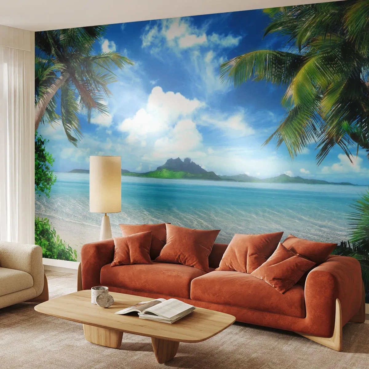 Papier Peint Photo Premium Sand - L'azur des tropiques - Paysage, Océan, Plage - 150x105 cm