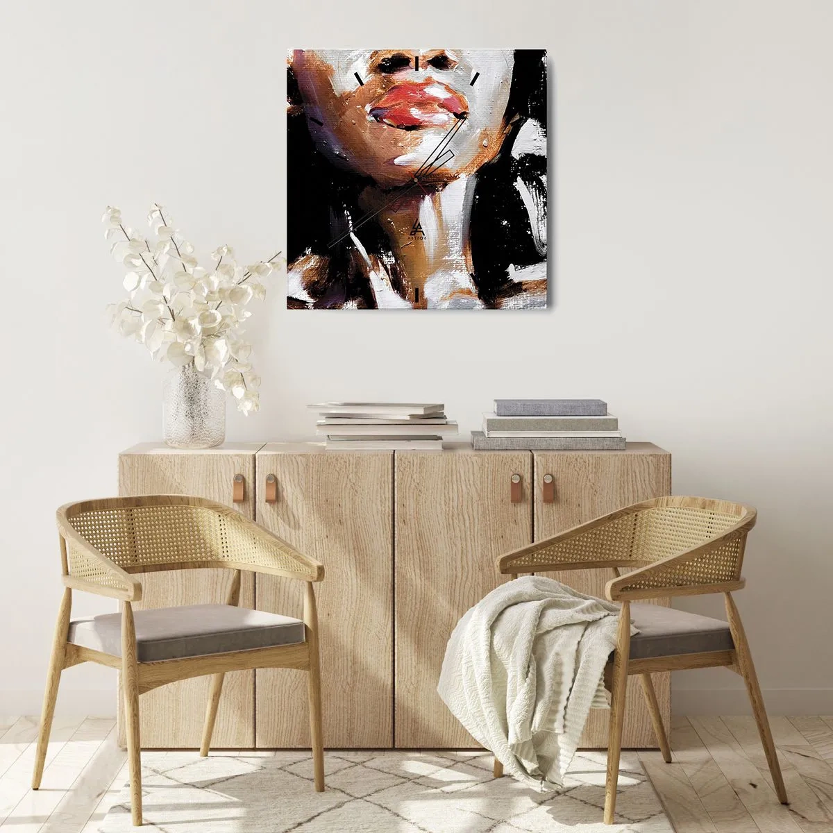 Horloge murale - Pendule murale - Portrait d'une femme dans un style pictural expressif sur un fond sombre - 30x30cm - Fierté sans préjugés - Décoration murale moderne pour le salon et la chambre ARTTOR