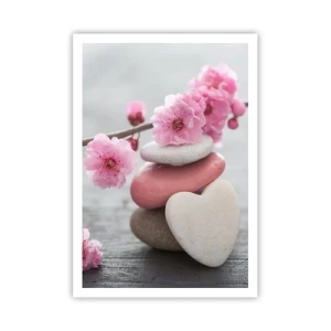 Affiche - Poster - Le bonheur avec une fleur de cerisier - 70x100 cm
