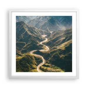 Affiche dans un cadre blanc - Poster - Directement du coeur des montagnes - 50x50 cm