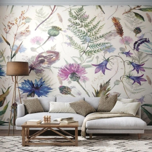 Papier Peint Autocollant Deluxe Sticker - Herbier polonais - Fleurs des champs, Jardin, Nature - 300x210 cm