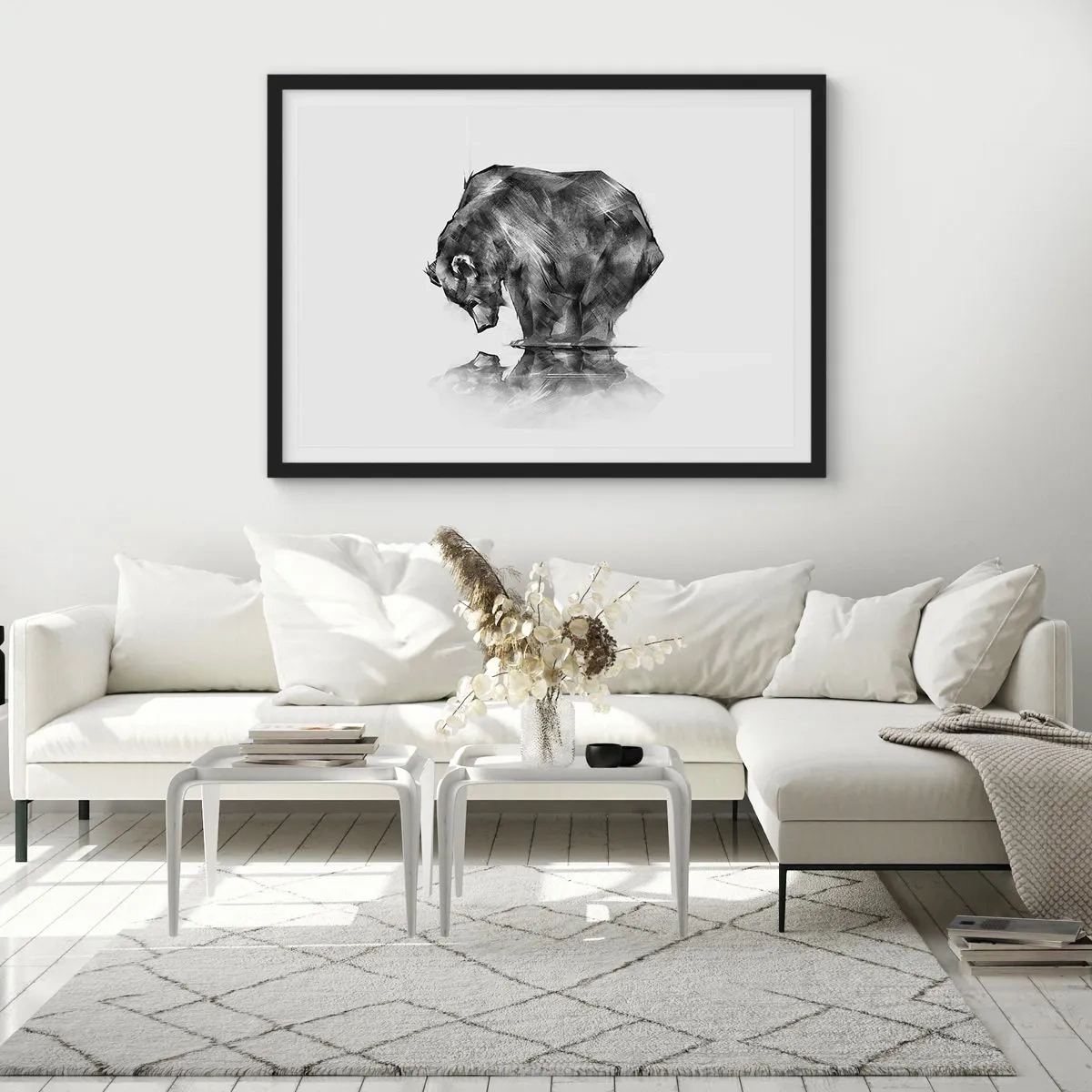 Affiche dans un cadre noir - Poster - Ravi de rencontrer quelqu'un de proche - 50x40 cm