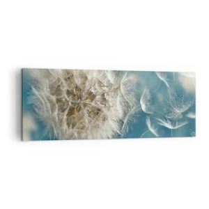 Impression sur toile - Image sur toile - Un pissenlit soufflé contre un ciel bleu - 140x50cm - souffle d'ange - Décoration murale moderne pour le salon et la chambre ARTTOR