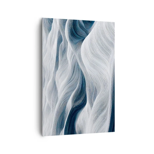 Impression sur toile - Image sur toile - Lignes ondulées dans des tons de bleu et de blanc - 70x100cm - Vagues blanches et bleues - Décoration murale moderne pour le salon et la chambre ARTTOR