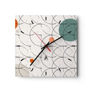 Horloge murale - Pendule murale - Motif géométrique avec des cercles colorés sur un fond clair - 30x30cm - Dans l'esprit pop art - Décoration murale moderne pour le salon et la chambre ARTTOR