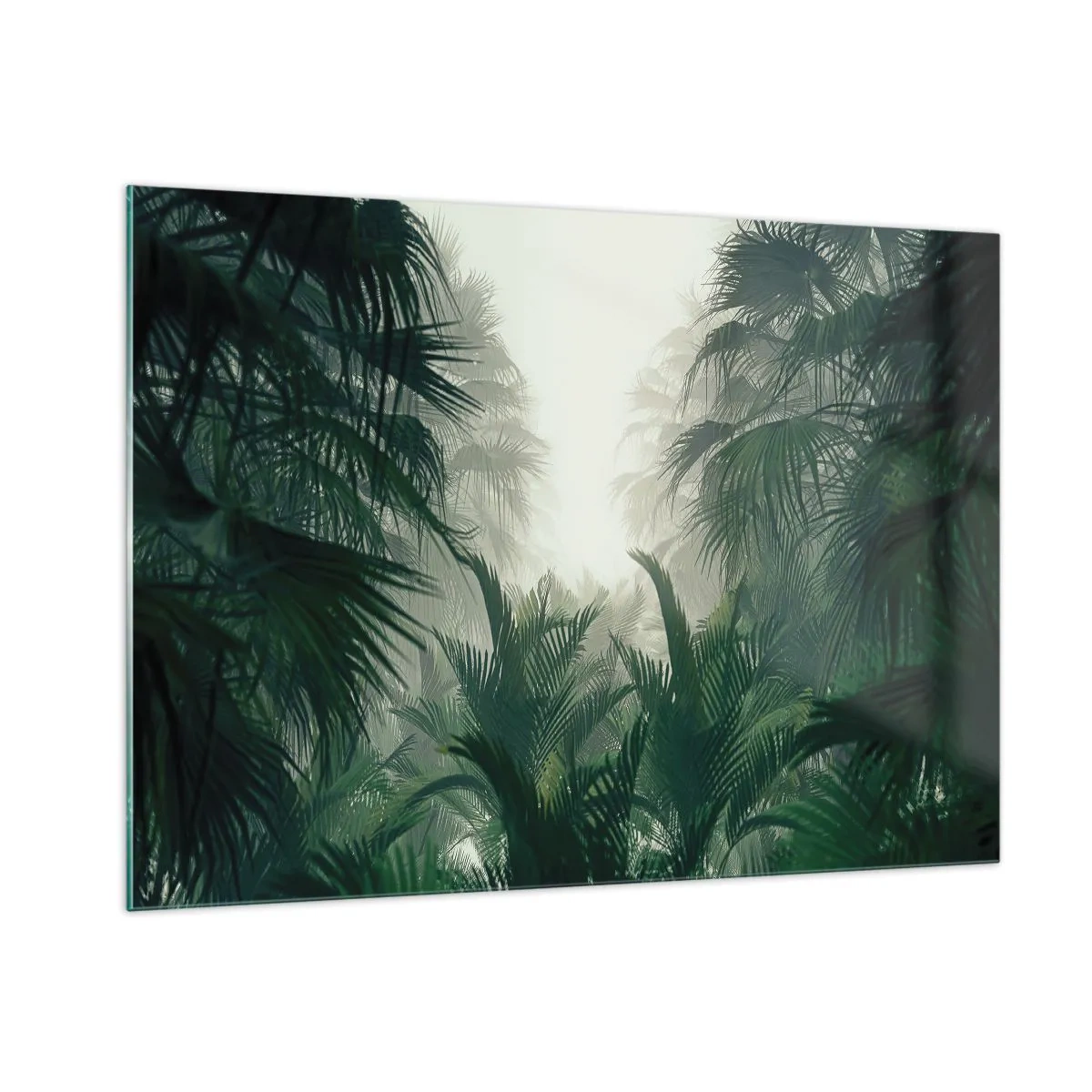 Impression sur verre - Image sur verre - Jungle tropicale enveloppée de brouillard - 100x70cm - Secret tropical - Décoration murale moderne pour le salon et la chambre ARTTOR
