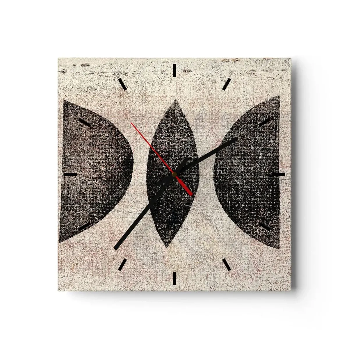 Horloge murale - Pendule murale - Formes ethniques aux tons sombres sur fond clair - 30x30cm - Abstraction ethnique - Décoration murale moderne pour le salon et la chambre ARTTOR