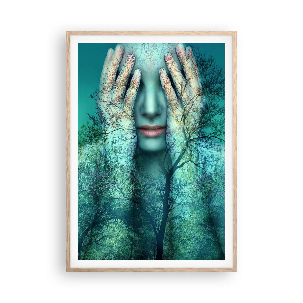 Affiche dans un chêne clair - Poster - immergé dans l'azur - 70x100 cm
