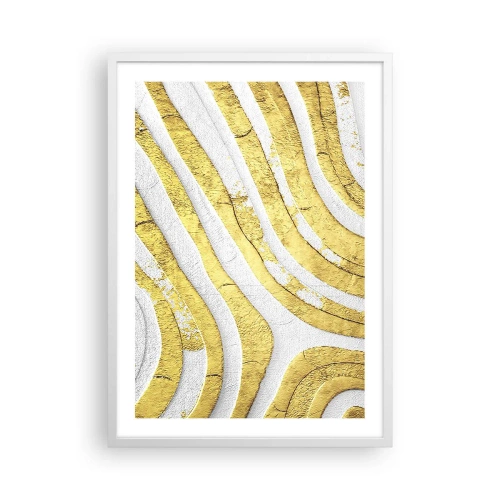 Affiche dans un cadre blanc - Poster - Composition en blanc et or - 50x70 cm