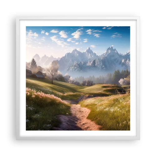 Affiche dans un cadre blanc - Poster - Vallée idyllique - 60x60 cm