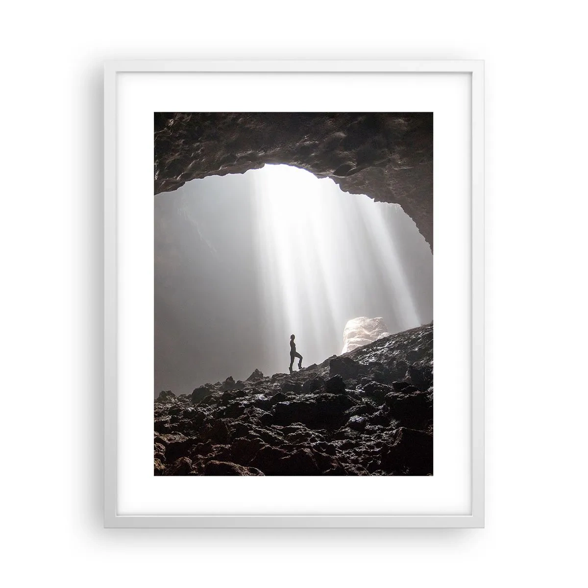 Affiche dans un cadre blanc - Poster - Grotte lumineuse - 40x50 cm
