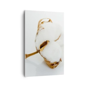 Impression sur toile - Image sur toile - Une branche de coton sur un fond clair dans une approche minimaliste - 80x120cm - Doux par nature - Décoration murale moderne pour le salon et la chambre ARTTOR