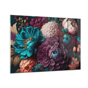 Impression sur verre - Image sur verre - Une riche composition de fleurs aux couleurs intenses - 100x70cm - La nature en abondance - Décoration murale moderne pour le salon et la chambre ARTTOR