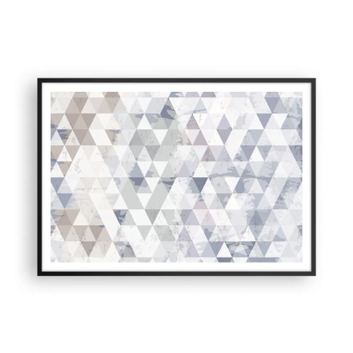 Affiche dans un cadre noir - Poster - Motif géométrique triangulaire dans des tons pastel - 100x70cm - En rythme de trois - Décoration murale moderne pour le salon et la chambre ARTTOR