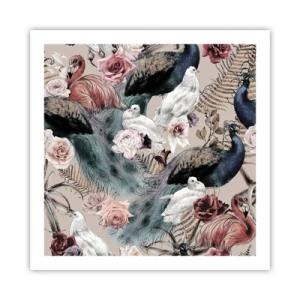 Affiche - Poster - Dans un jardin de palace - 60x60 cm