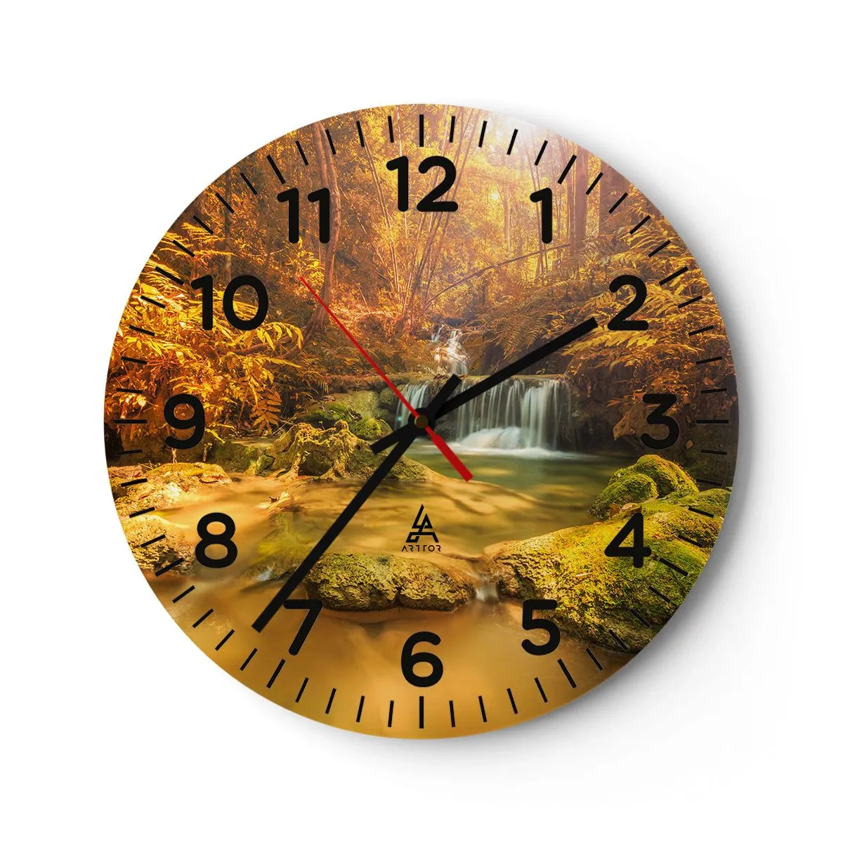 Horloge murale - Pendule murale - Cascade de forêt en or - 40x40 cm