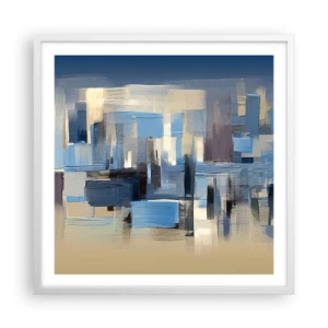Affiche dans un cadre blanc - Poster - Construction bleue - 60x60 cm