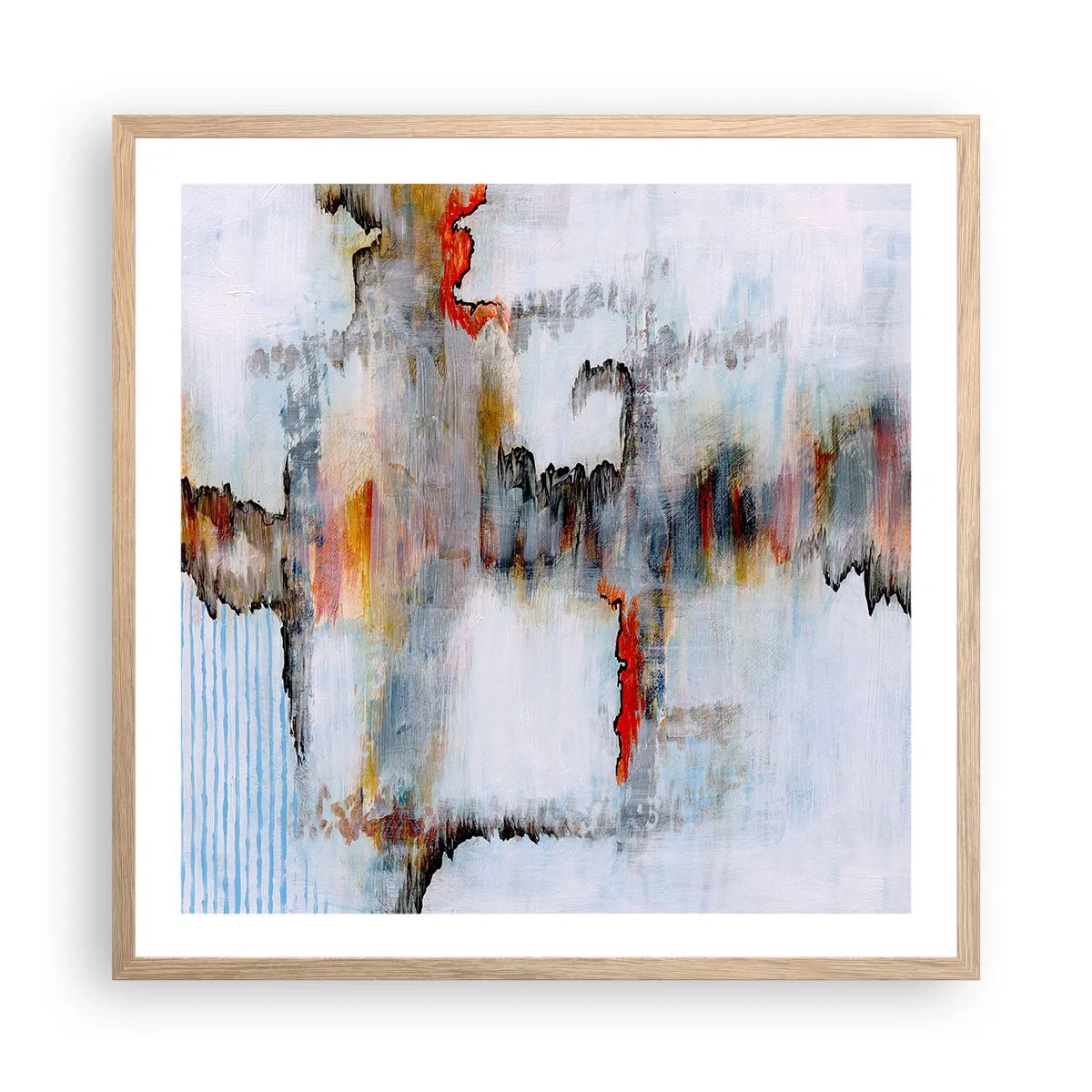 Affiche dans un chêne clair - Poster - Un bâton sur l'eau - 60x60 cm