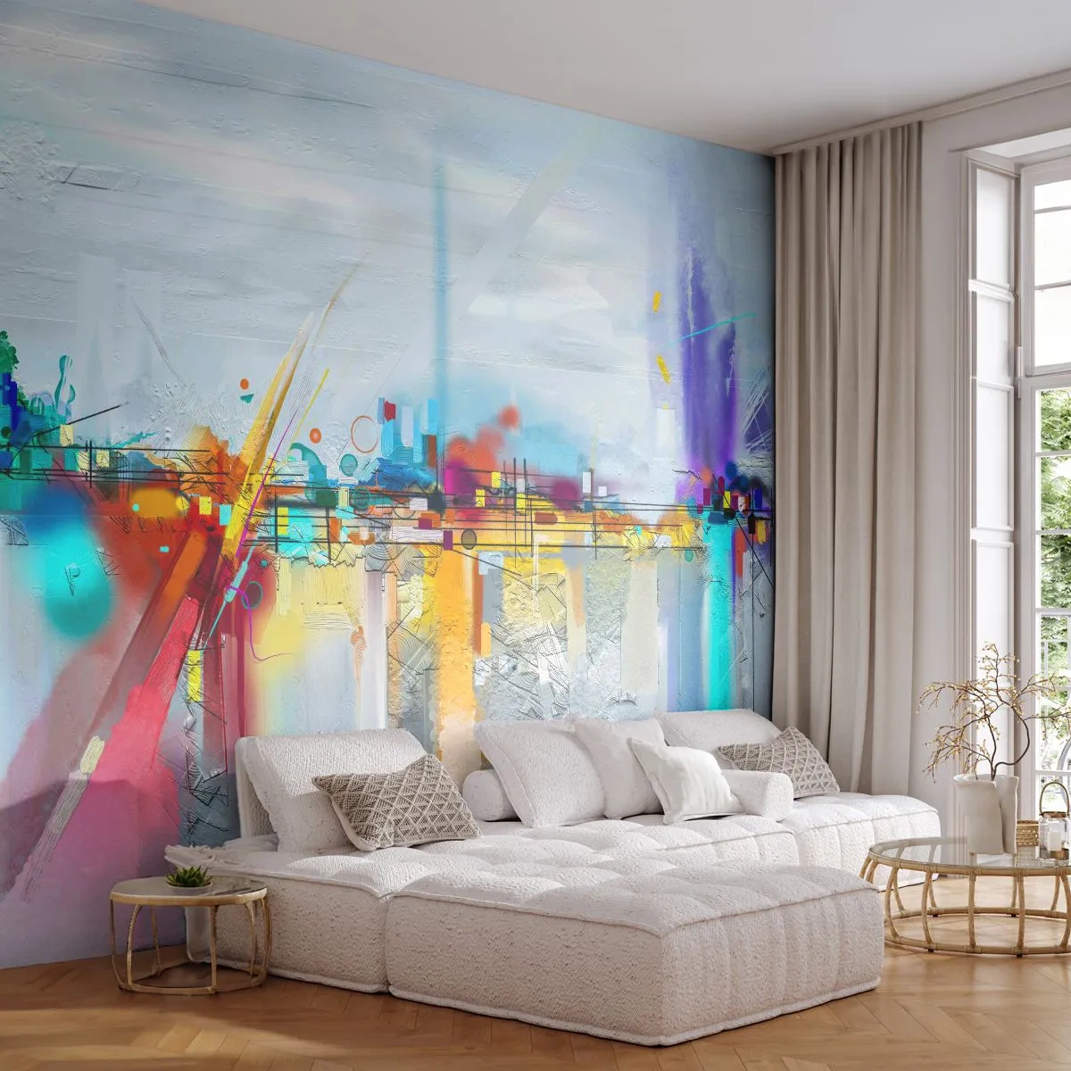 Papier Peint Photo Standard Eco - Pont de joie sur le fleuve de la vie - Abstraction, Morceau, Surréalisme - 200x140 cm