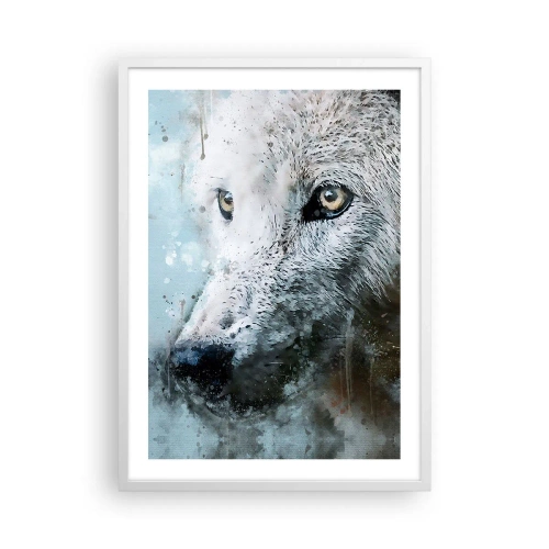 Affiche dans un cadre blanc - Poster - Rencontrez l'âme du loup - 50x70 cm