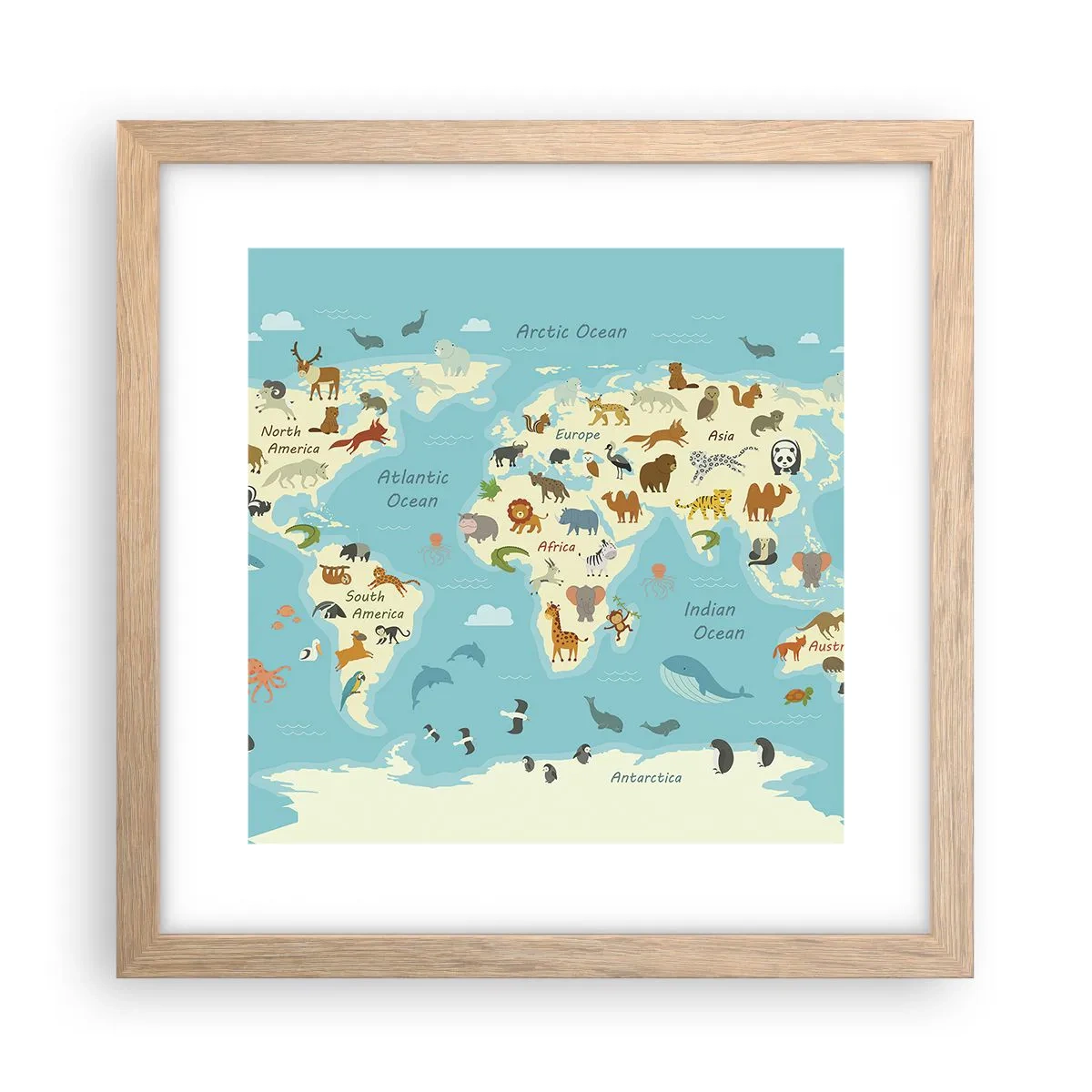 Affiche dans un chêne clair - Poster - De bons voisins - 30x30 cm