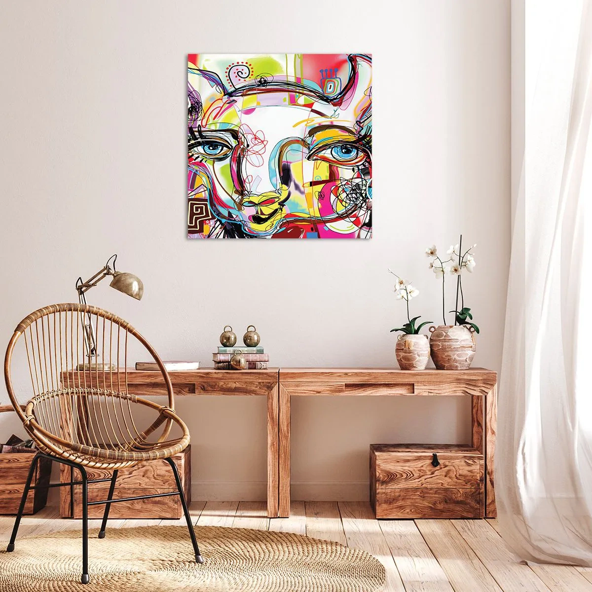 Impression sur toile - Image sur toile - La richesse de l'Art du chat - 70x70 cm