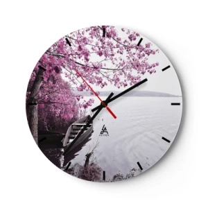 Horloge murale - Pendule murale - Dans un silence rose - 40x40 cm