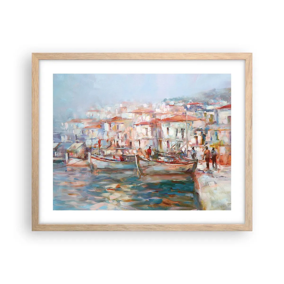 Affiche dans un chêne clair - Poster - Vacances pastelles - 50x40 cm