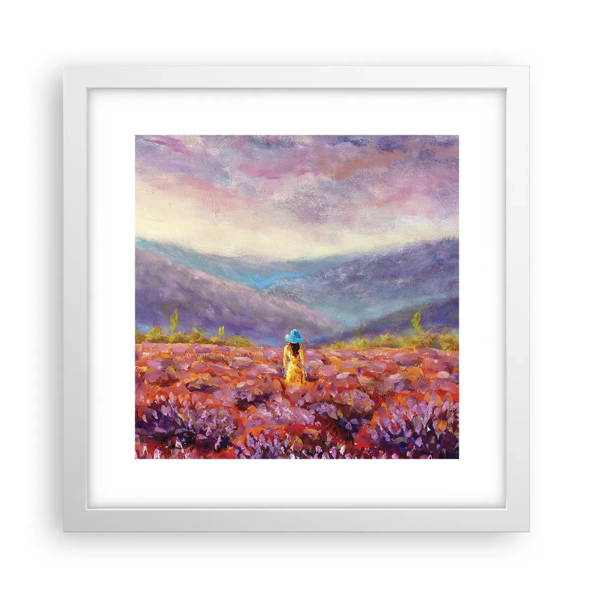 Affiche dans un cadre blanc - Poster - Dans un monde lavande - 30x30 cm