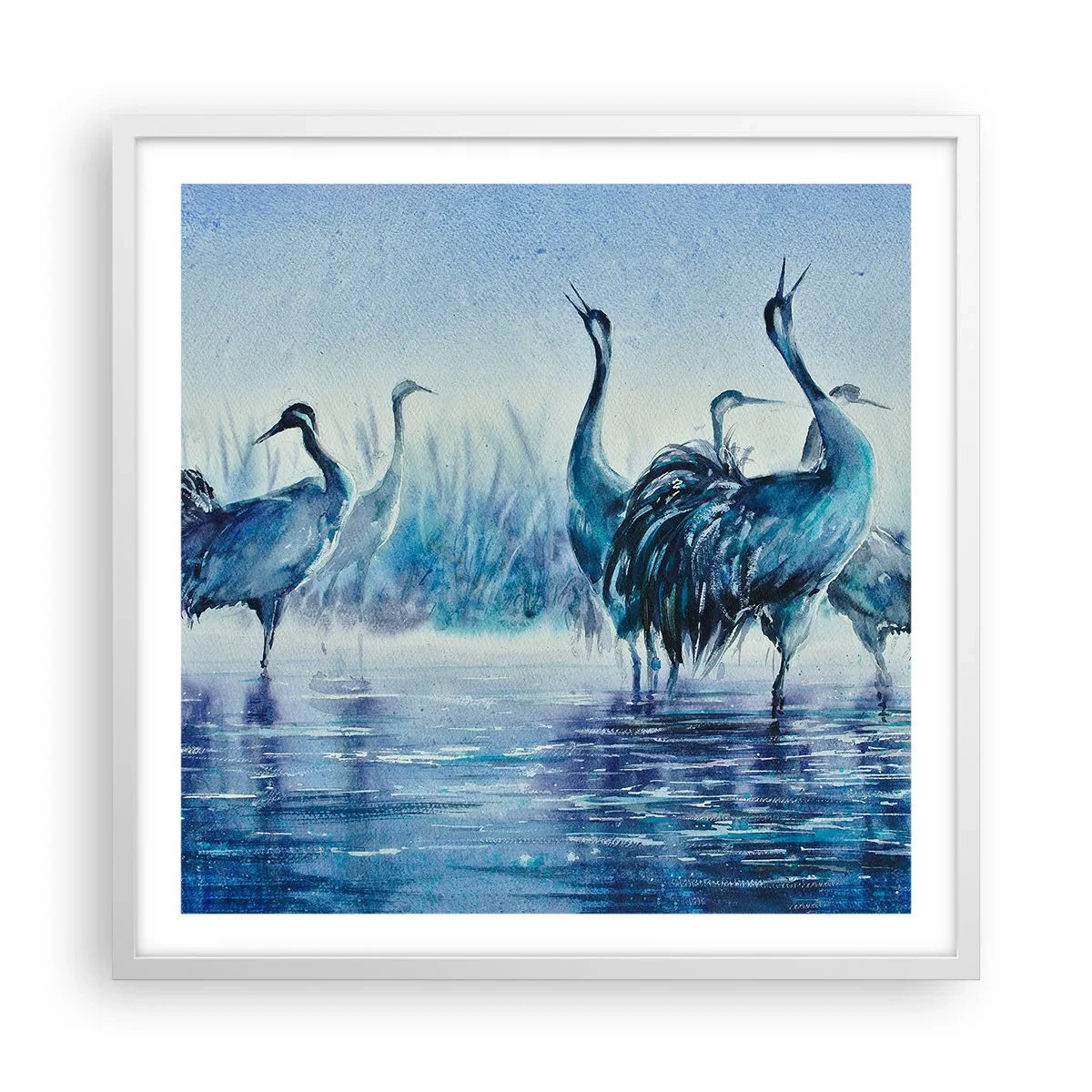 Affiche dans un cadre blanc - Poster - Réunion matinale - 60x60 cm