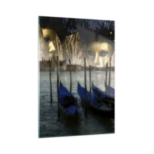 Impression sur verre - Image sur verre - Venise avec gondoles et masques de carnaval - 50x70cm - Il est temps de commencer le carnaval - Décoration murale moderne pour le salon et la chambre ARTTOR