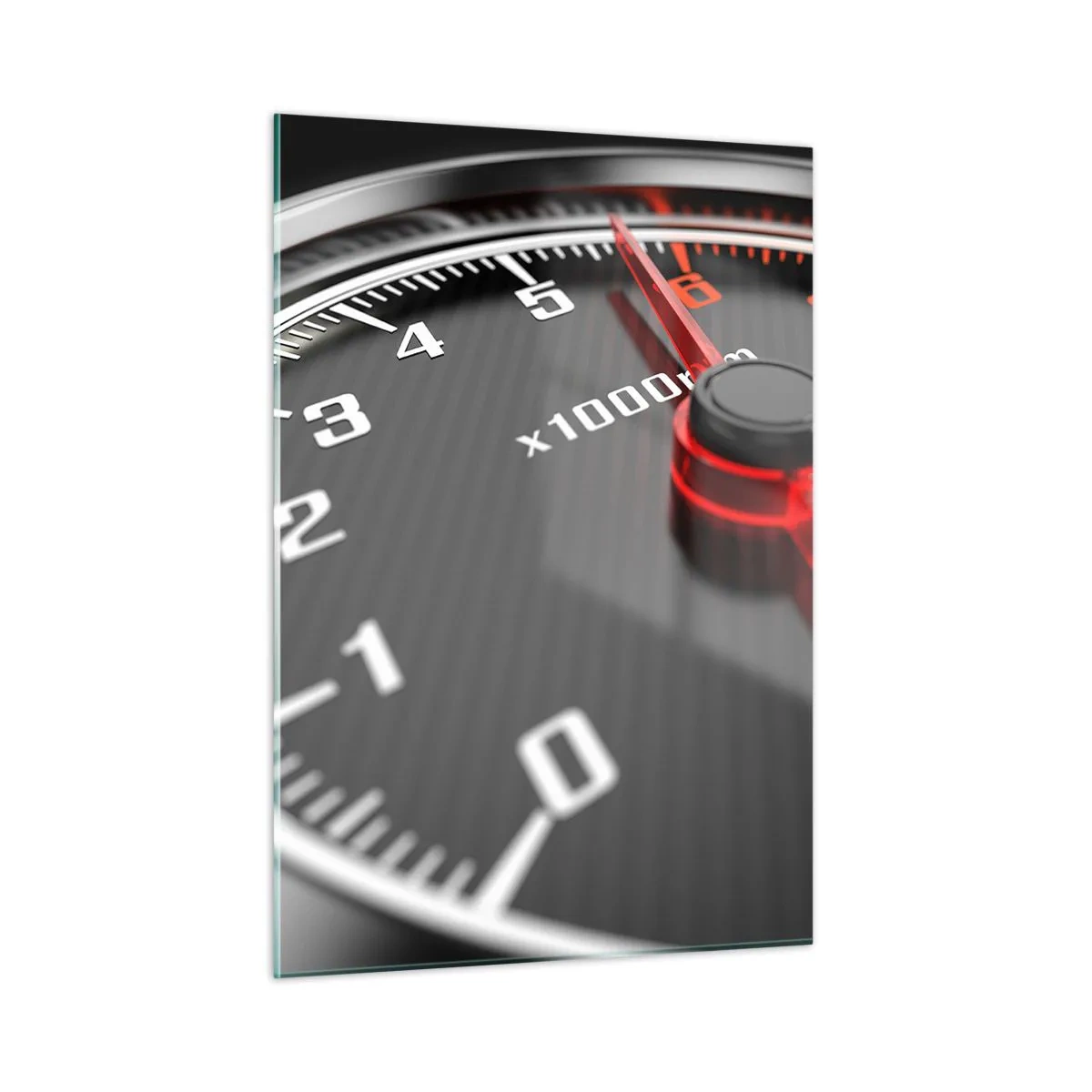 Impression sur verre - Image sur verre - Compte-tours dans une voiture de sport avec indication rouge - 50x70cm - Faites le plein - Décoration murale moderne pour le salon et la chambre ARTTOR
