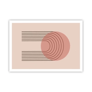 Affiche - Poster - Motif abstrait avec cercle et lignes roses - 100x70cm - Attraction irrésistible - Décoration murale moderne pour le salon et la chambre ARTTOR