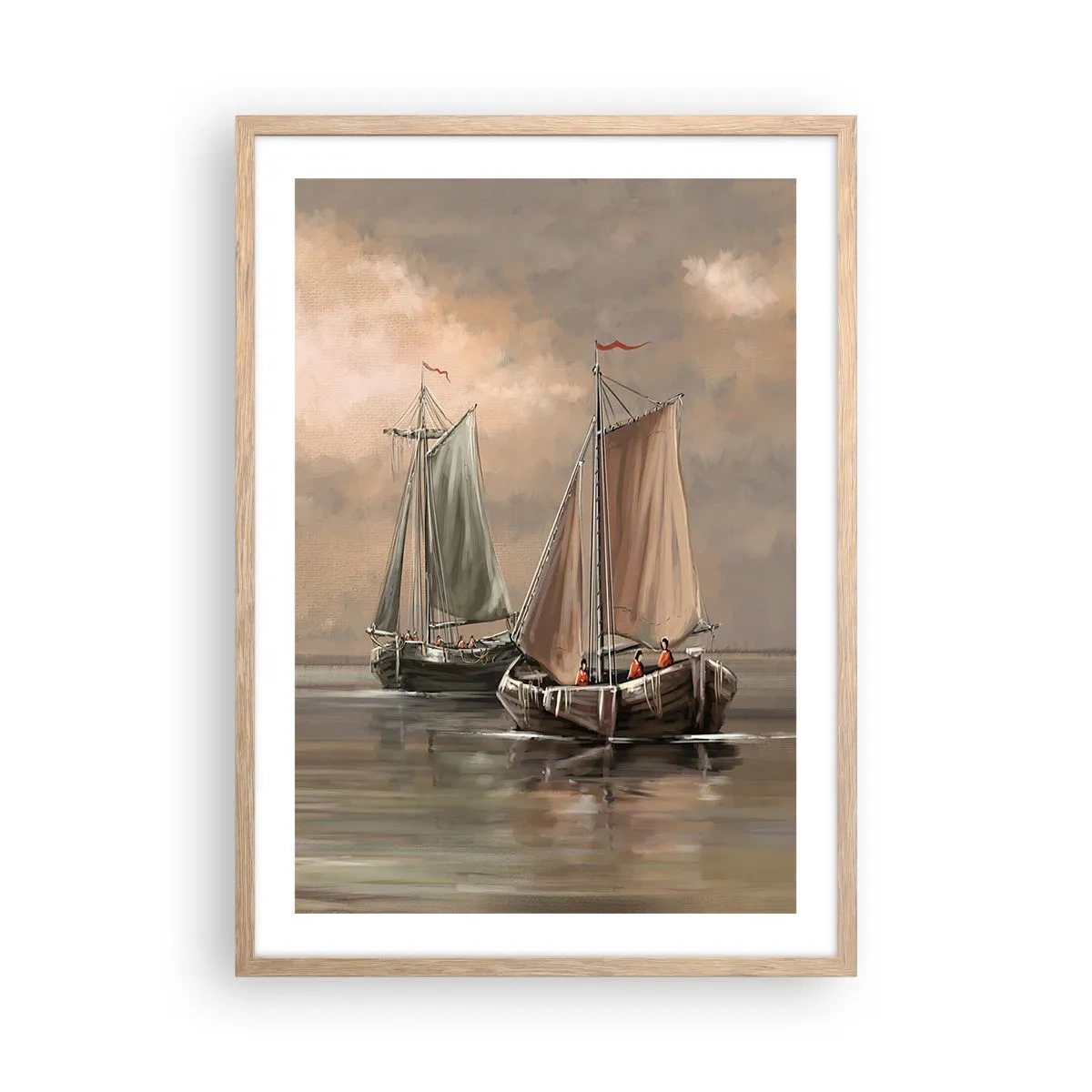 Affiche dans un chêne clair - Poster - Le retour des marins - 50x70 cm