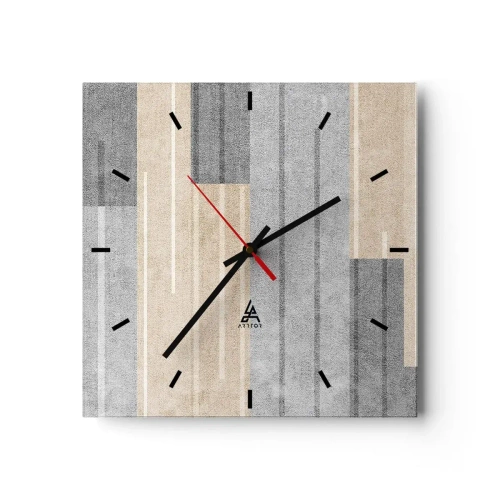Horloge murale - Pendule murale - Composition géométrique dans les tons de gris et de beige - 30x30cm - Composition : se tenir droit - Décoration murale moderne pour le salon et la chambre ARTTOR