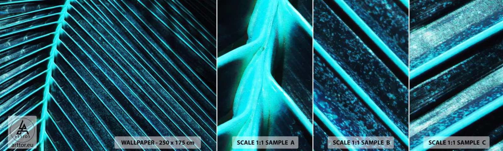 Échantillon de Papier Peint Autocollant Deluxe Sticker - Texture verte - Feuille, Macro, Tropical - 100x30 cm