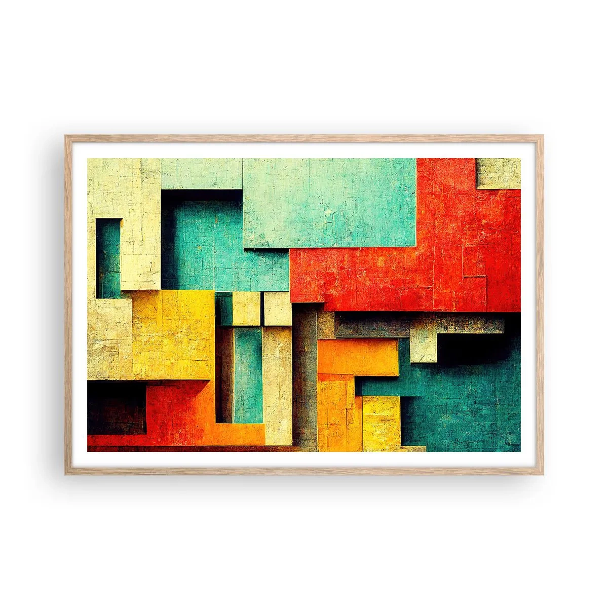 Affiche dans un chêne clair - Poster - Festival des angles droits - 100x70 cm