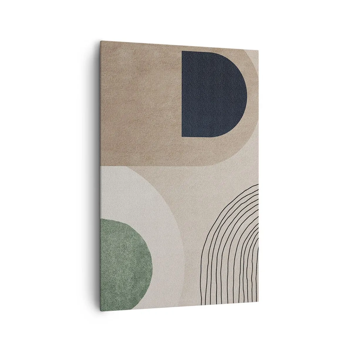 Impression sur toile - Image sur toile - Formes géométriques dans les tons beige et vert - 80x120cm - La douceur de l'ovale - Décoration murale moderne pour le salon et la chambre ARTTOR