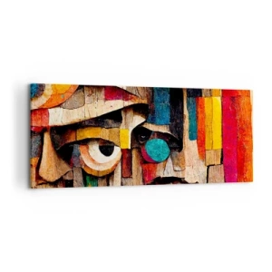 Impression sur toile - Image sur toile - Visages abstraits aux couleurs intenses - 120x50cm - Je te vois… - Décoration murale moderne pour le salon et la chambre ARTTOR