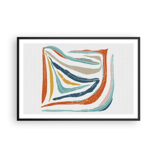 Affiche dans un cadre noir - Poster - Abstraction avec un sourire amical - 91x61 cm