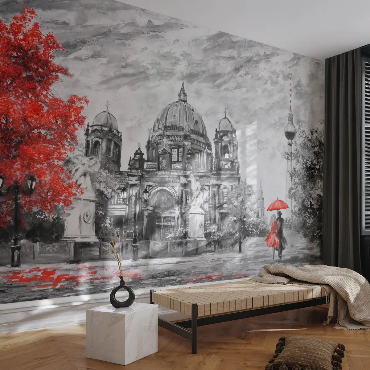 Papier Peint Photo Standard Eco - Rencontre berlinoise - Ville, Peinture, Architecture - 250x175 cm