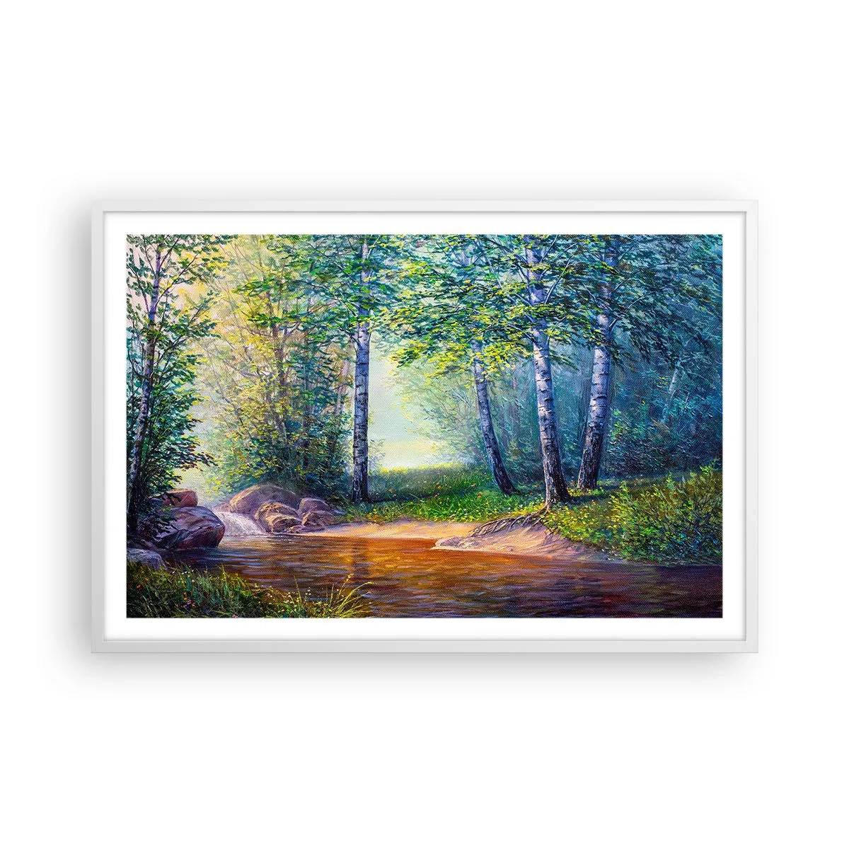 Affiche dans un cadre blanc - Poster - Paysage idyllique - 91x61 cm
