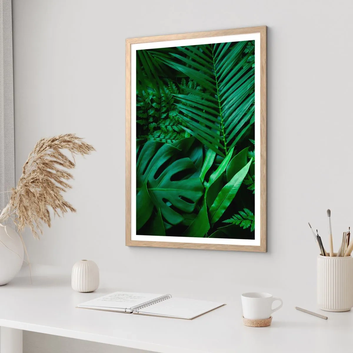 Affiche dans un chêne clair - Poster - Emmitouflé de verdure - 70x100 cm