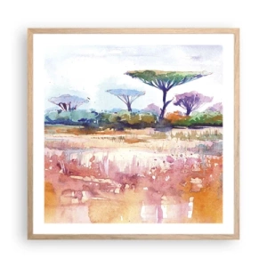 Affiche dans un chêne clair - Poster - Couleurs de savane - 60x60 cm