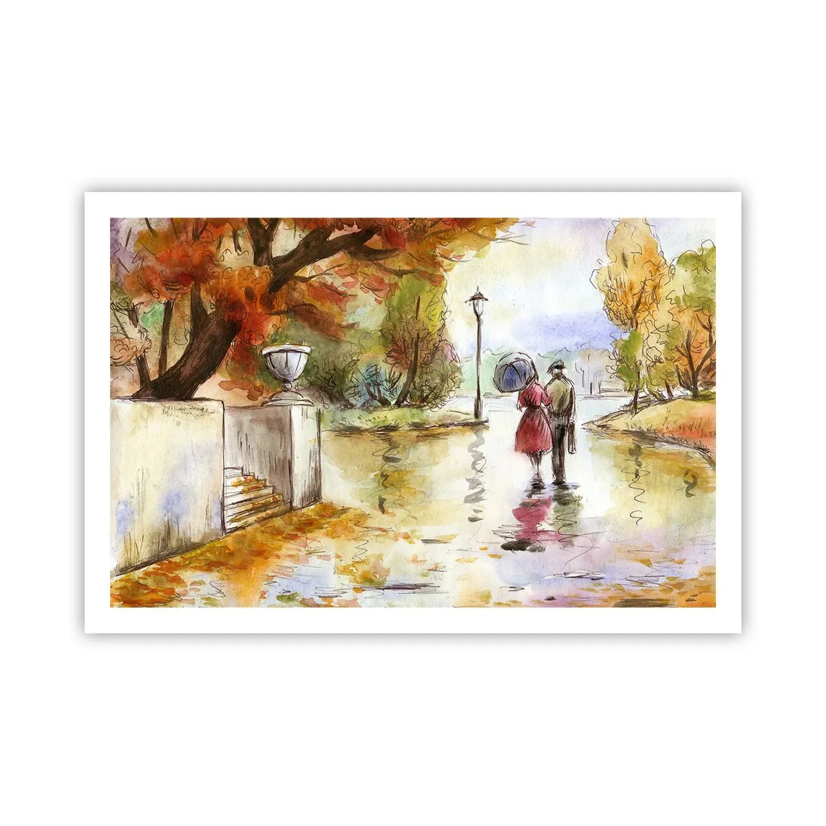 Affiche - Poster - Automne romantique dans le parc - 91x61 cm