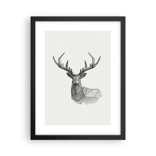 Affiche dans un cadre noir - Poster - Cerf dans un style cubique - 30x40 cm
