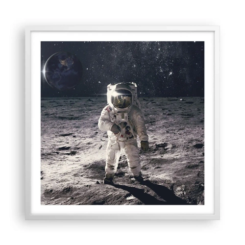 Affiche dans un cadre blanc - Poster - Salutations de la lune - 60x60 cm