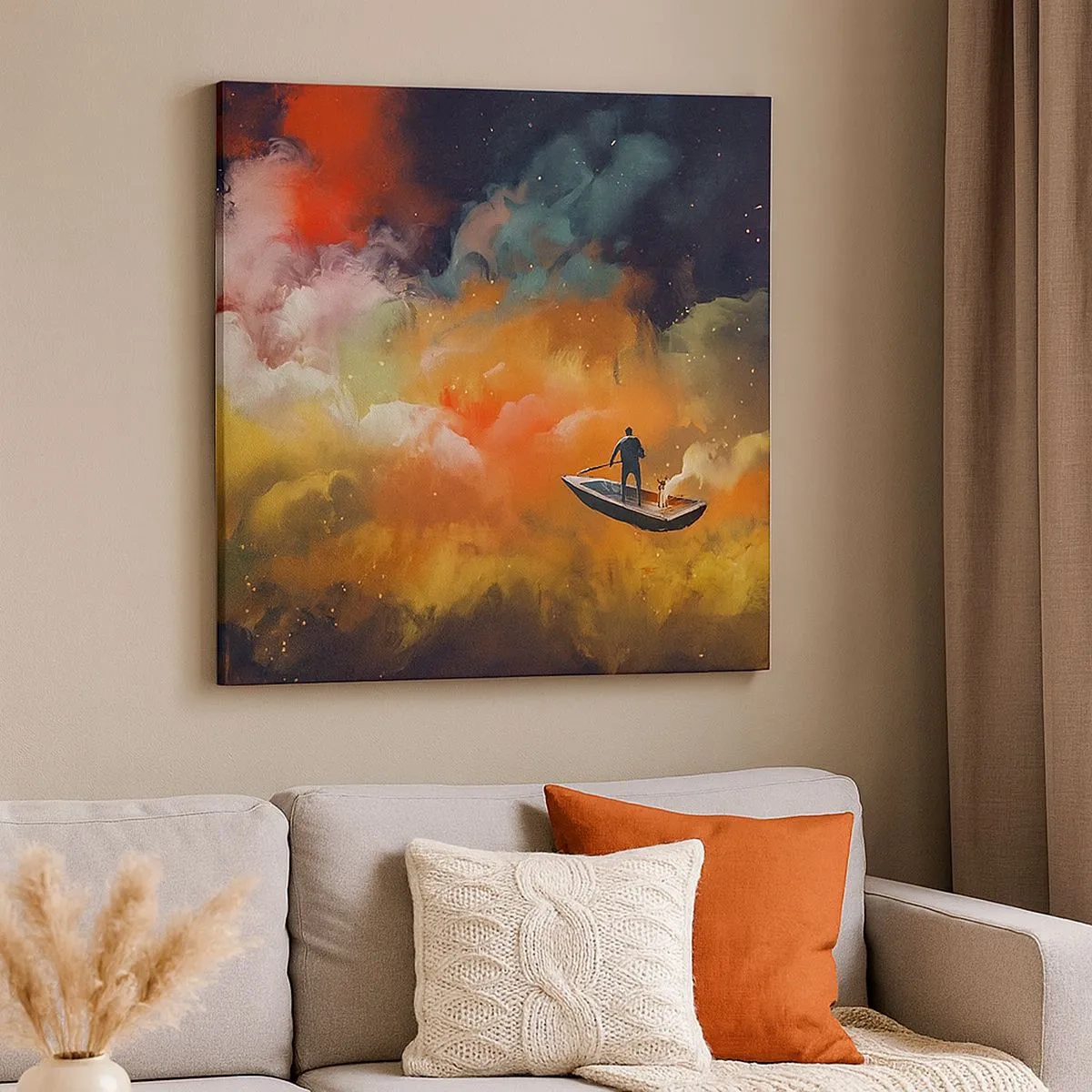 Impression sur toile - Image sur toile - En bateau à travers la galaxie - 30x30 cm