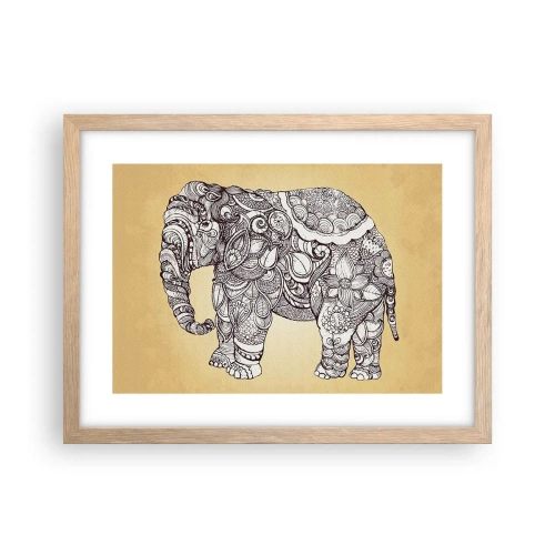 Affiche dans un chêne clair - Poster - L'éléphant s'est apprêté - 40x30 cm