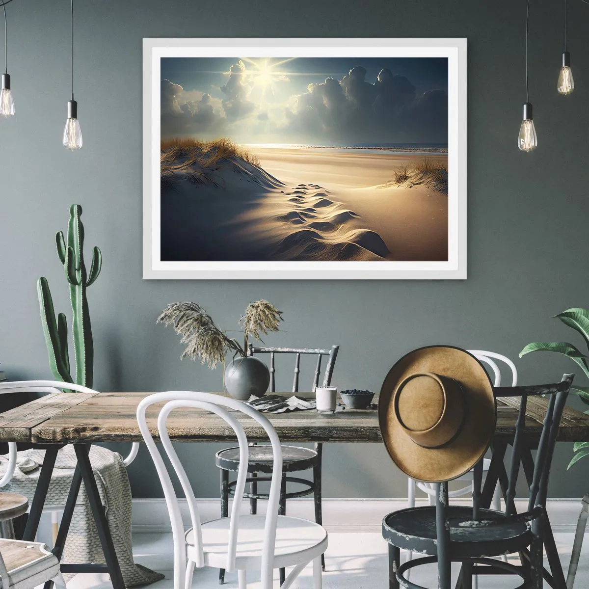 Affiche dans un cadre blanc - Poster - Un paysage apaisant - 100x70 cm